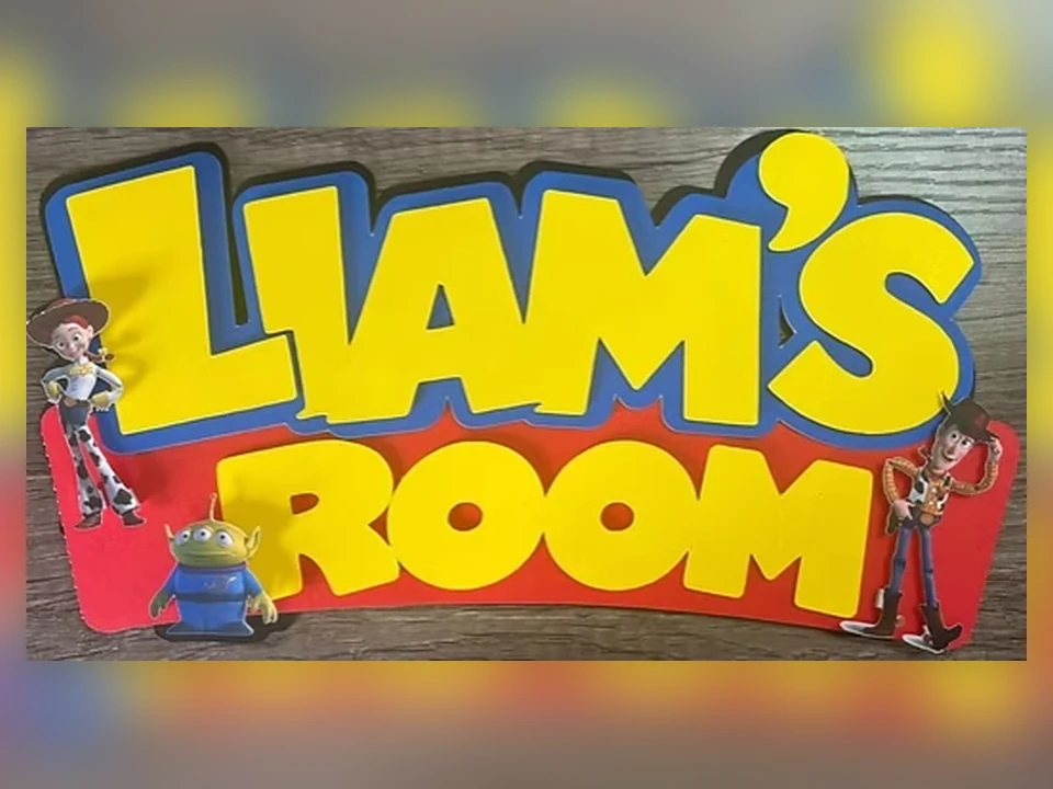 Cartel infantil personalizado 3D con el nombre de Liam