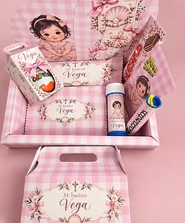 Conjunto de papelería y detalles personalizados del bautizo de Vega