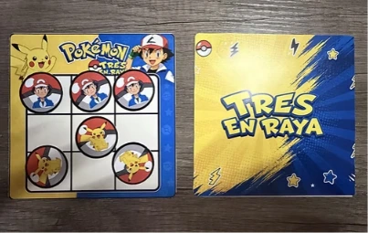 Juego de tres en raya Pokémon personalizado para cumpleaños